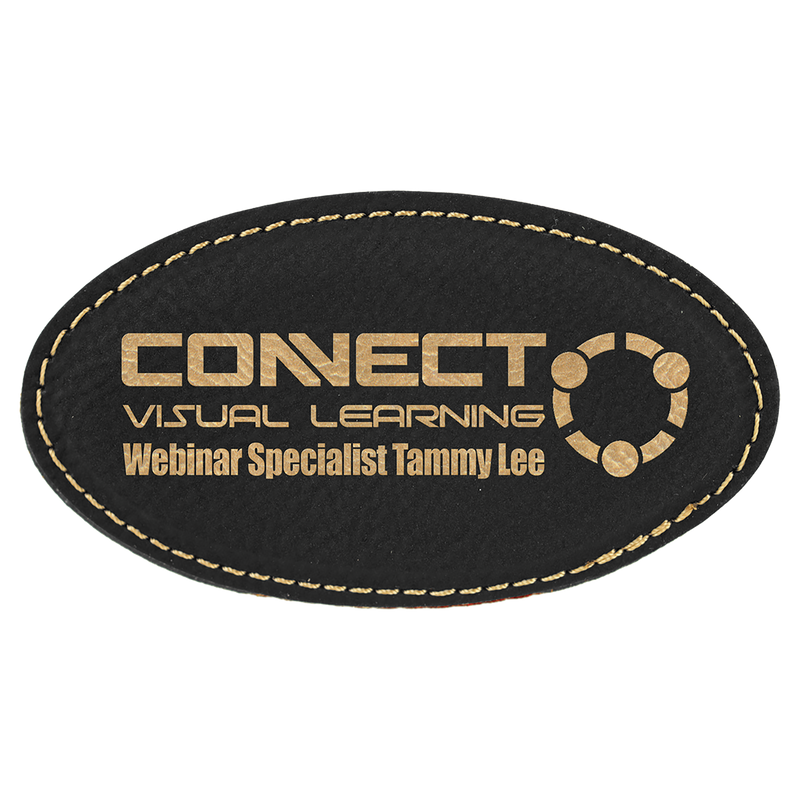 Black & Gold Leatherette Oval Name Badge with Magnet