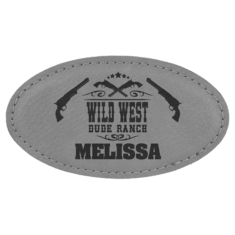 Gray Leatherette Oval Name Badge with Magnet