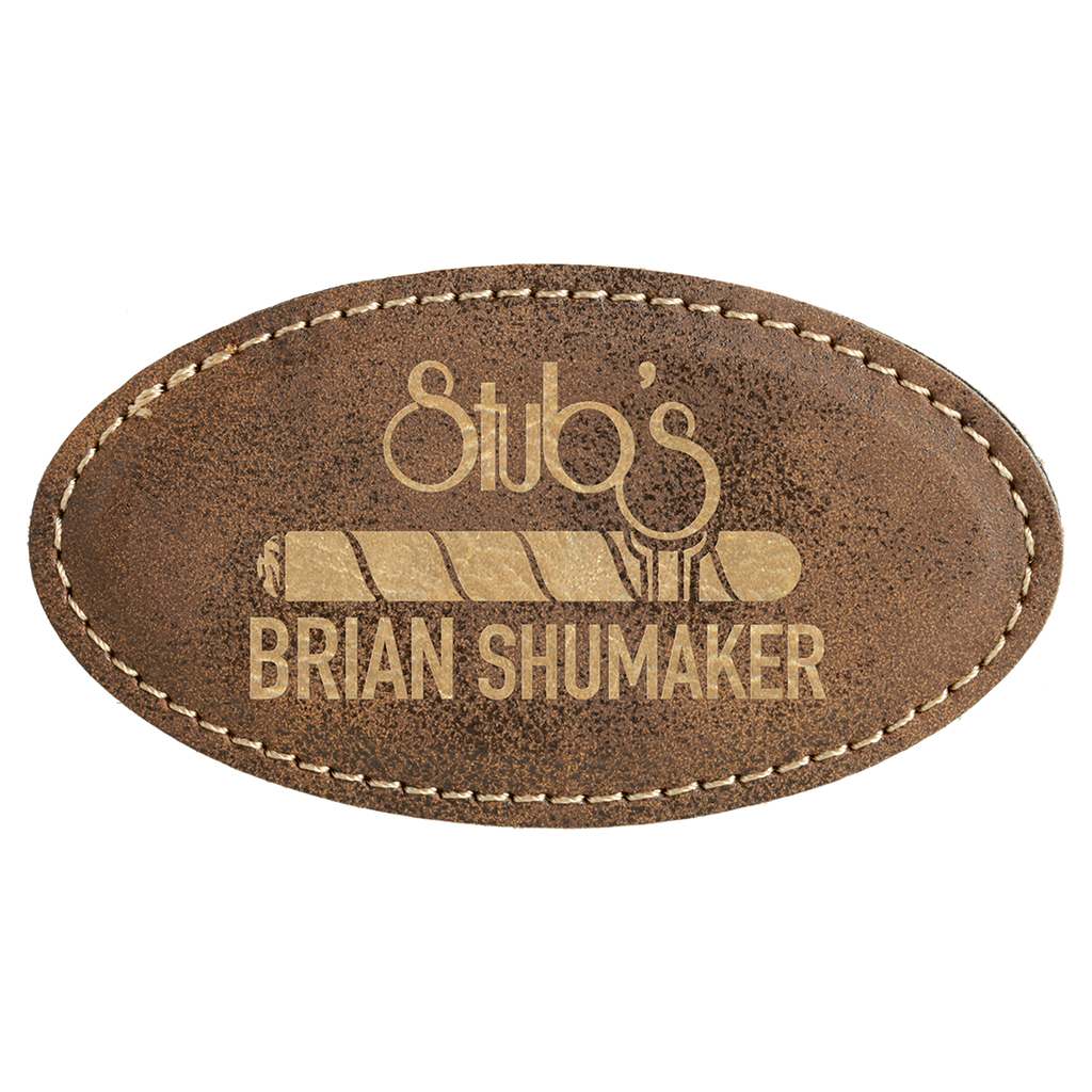 Rustic & Gold Leatherette Oval Name Badge with Magnet
