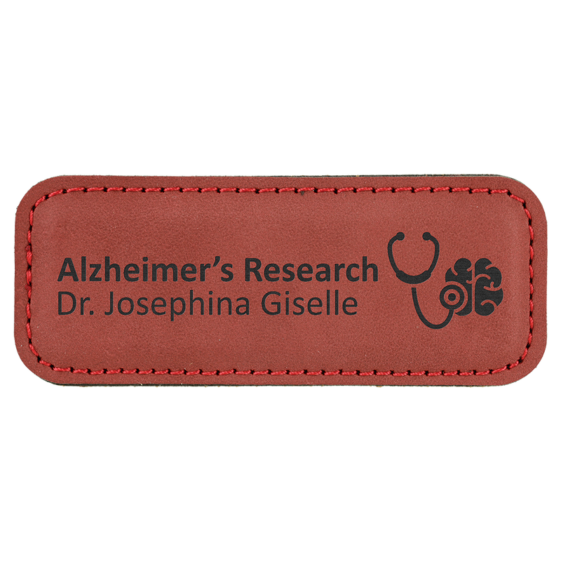 Rose Leatherette Round Corner Name Badge with Magnet