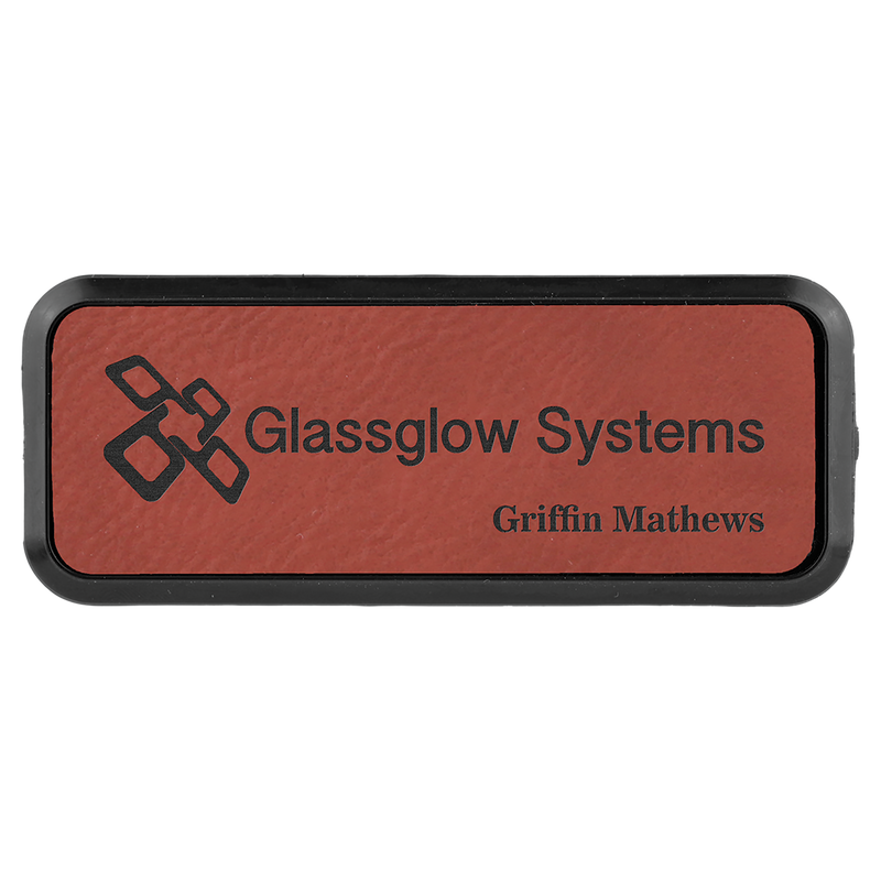 Rose Leatherette Round Corner Name Badge with Plastic Frame