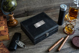 Personalized leather humidor box gift set with matching accessories