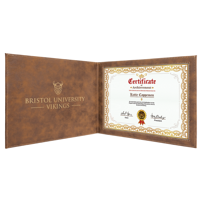 Rustic & Gold Leatherette Holder or 8 1/2" x 11" Certificate