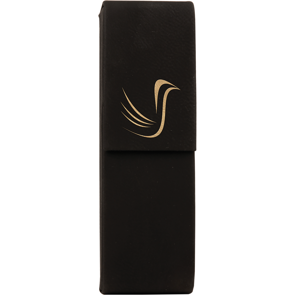 Black & Gold Leatherette Double Pen Case