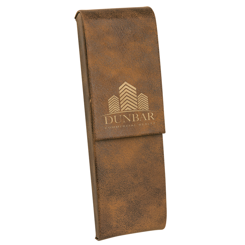 Rustic & Gold Leatherette Double Pen Case