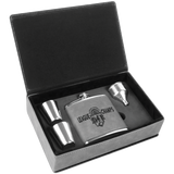 6 oz. Gray Leatherette Flask Gift Box Set