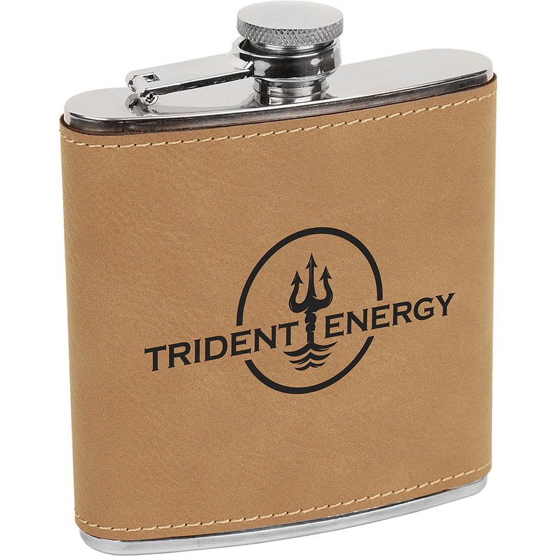 6 oz. Light Brown Leatherette Flask