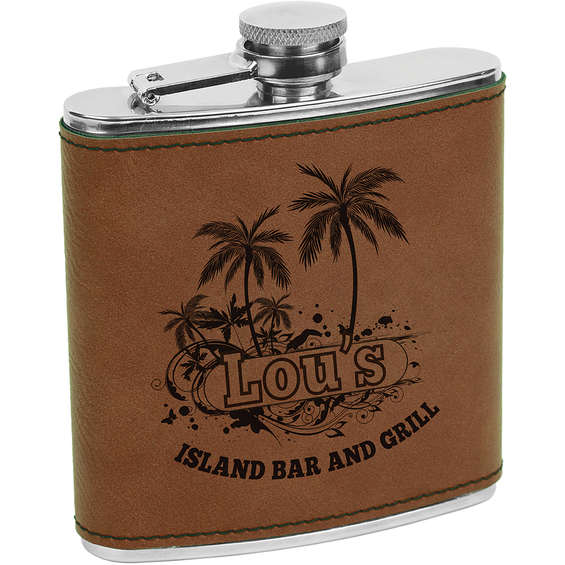 6 oz. Dark Brown Leatherette Flask