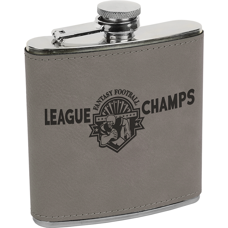 6 oz. Gray Leatherette Flask