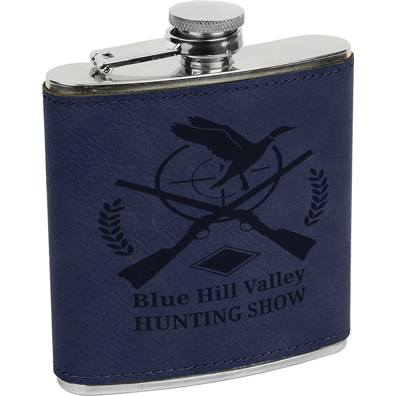 6 oz. Blue Leatherette Flask