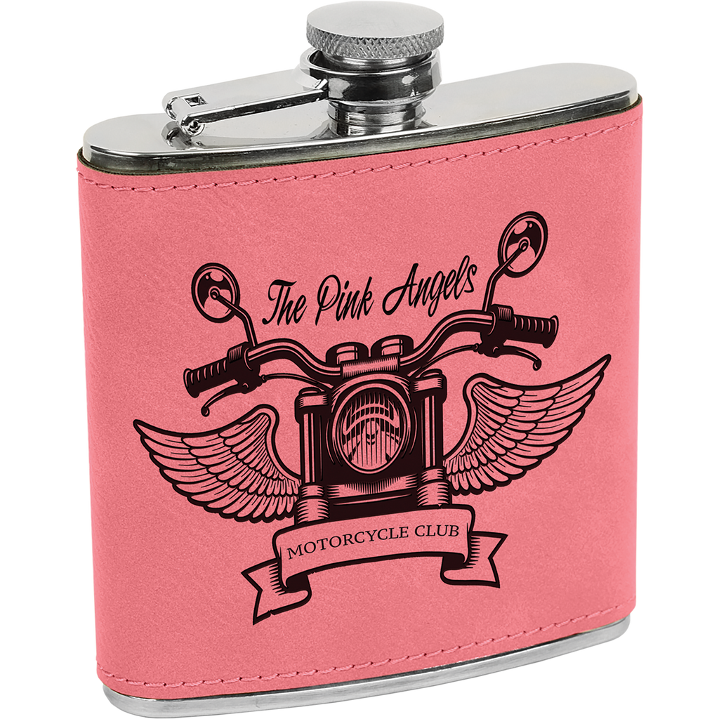 6 oz. Pink Leatherette Flask