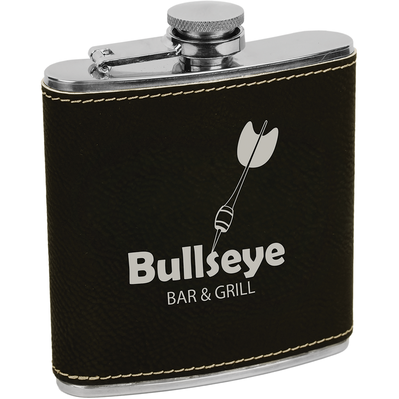 6 oz. Black & Silver Leatherette Flask