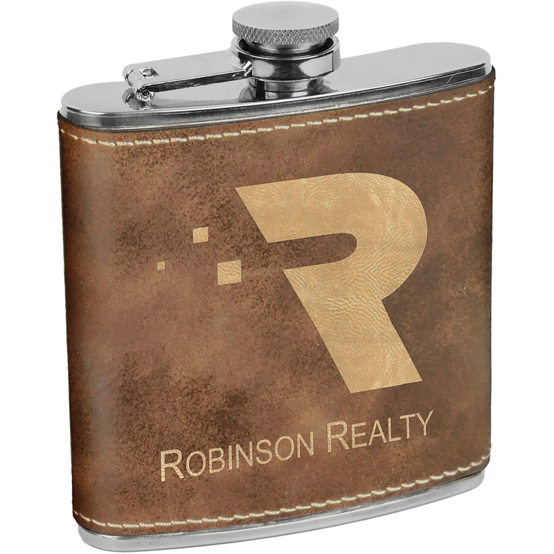 6 oz. Rustic & Gold Leatherette Flask