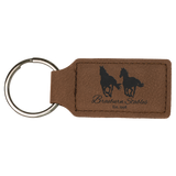 Dark Brown Leatherette Rectangle Keychain