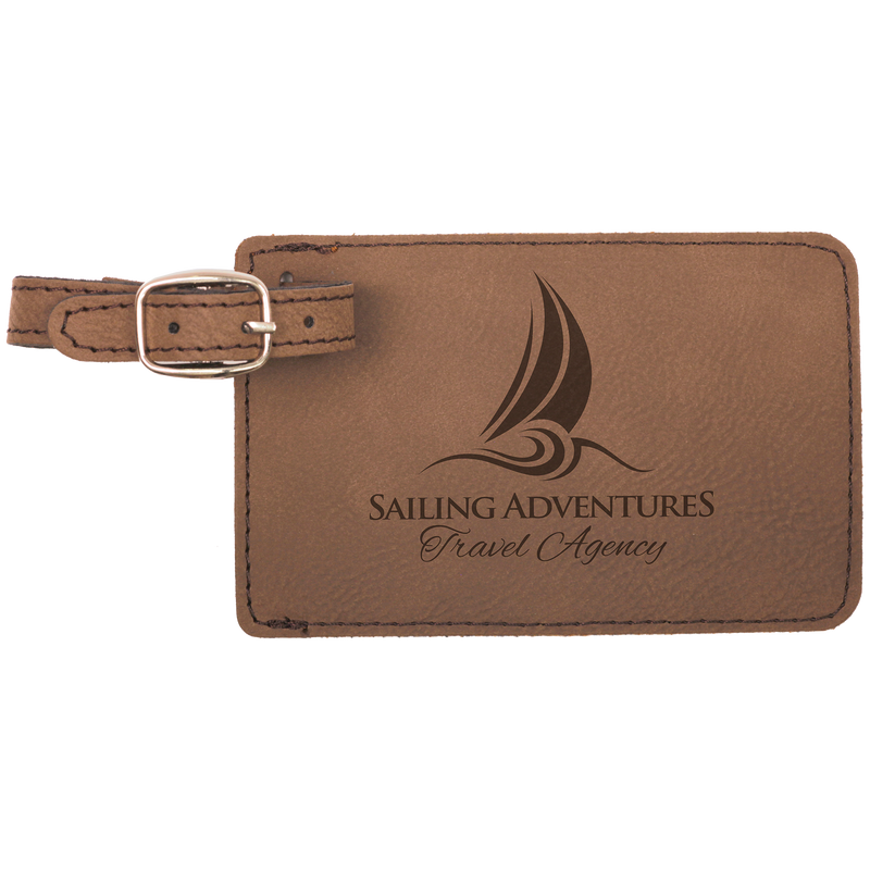 Dark Brown Leatherette Luggage Tag