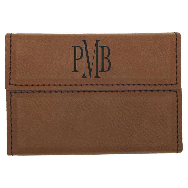 Dark Brown Leatherette Hard Business Card Holder