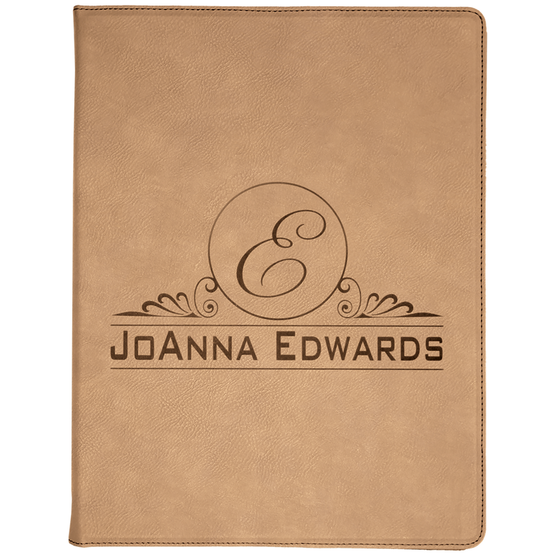 Light Brown Leatherette Portfolio with Notepad