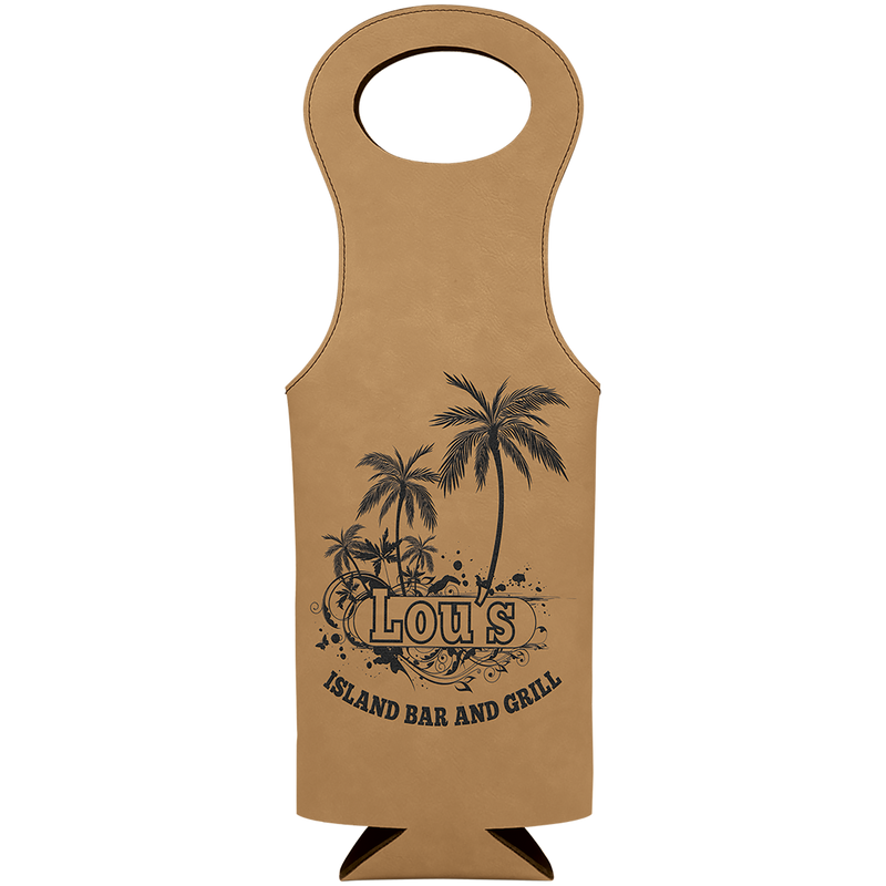 Light Brown Leatherette Wine Bag