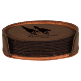 Dark Brown Leatherette Round 6-Coaster Set