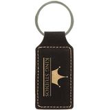 Black & Gold Leatherette Rectangle Keychain