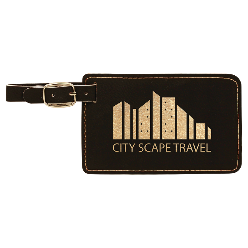 Black & Gold Leatherette Luggage Tag