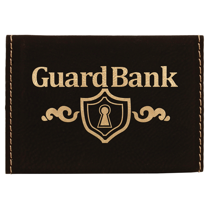 Black & Gold Leatherette Hard Business Card Holder