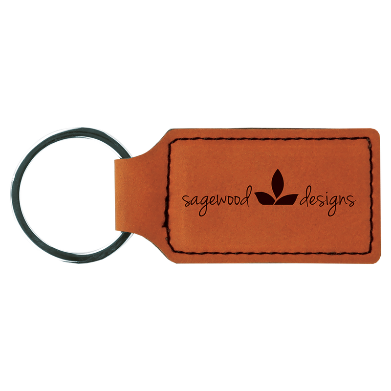 Rawhide Leatherette Rectangle Keychain