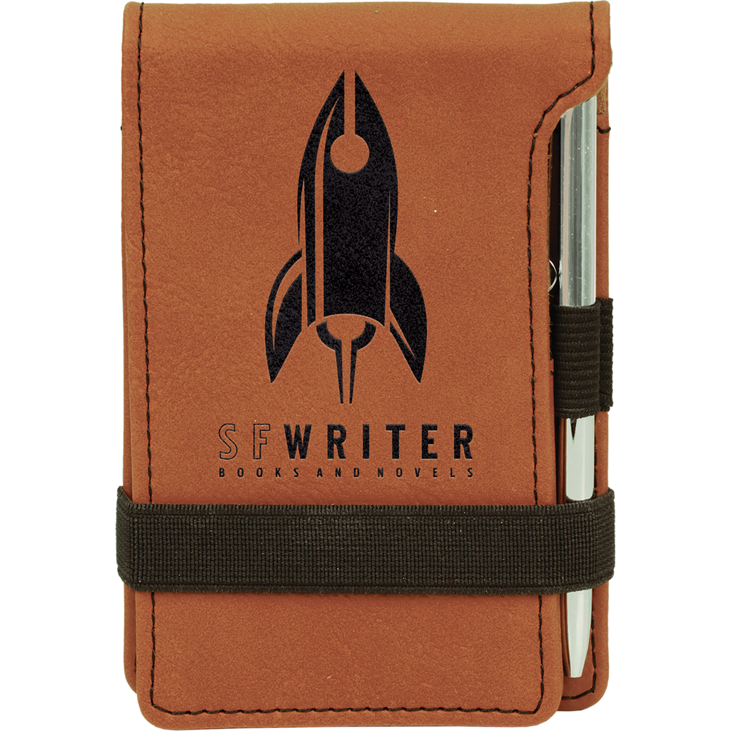Rawhide Leatherette Mini Notepad with Pen & Paper
