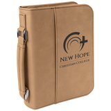Light Brown Leatherette Book/Bible Cover with Handle & Zipper