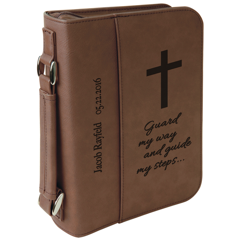 Dark Brown Leatherette Book/Bible Cover with Handle & Zipper