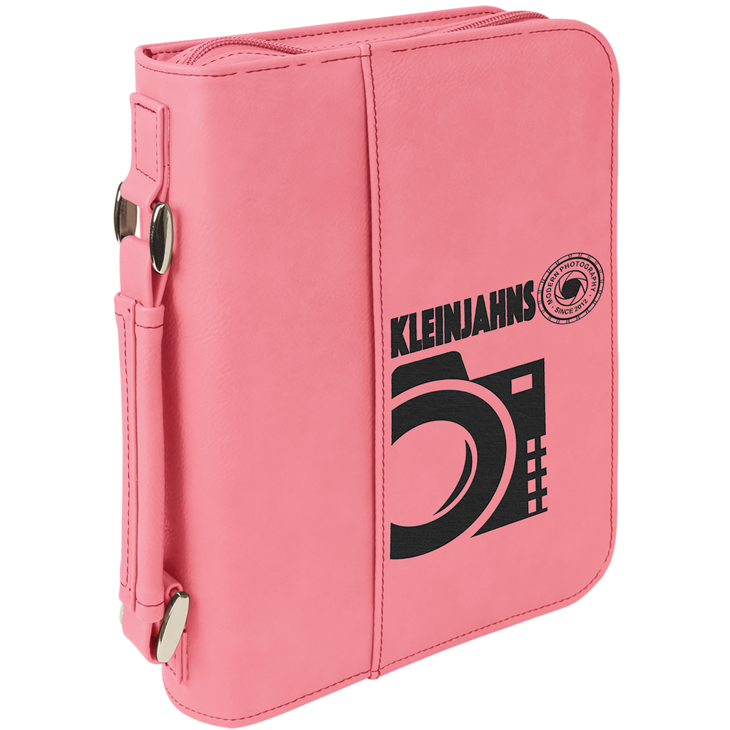 Pink Leatherette Book/Bible Cover with Handle & Zipper