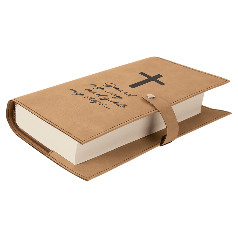 Light Brown Leatherette Book/Bible Cover with Snap Closure