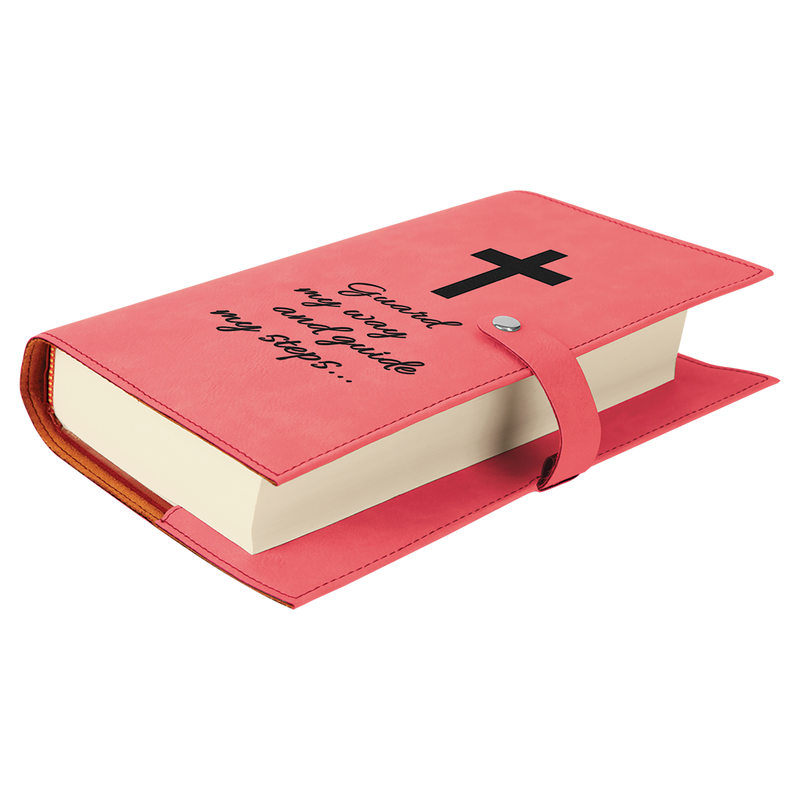 Pink Leatherette Book/Bible Cover with Snap Closure