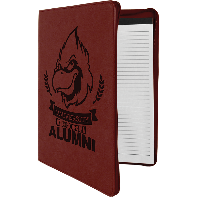 Rose Leatherette Portfolio with Zipper & Notepad