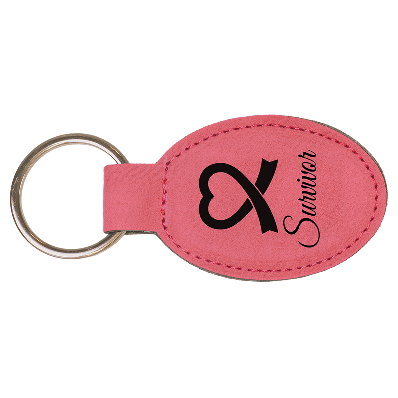 Pink Leatherette Oval Keychain