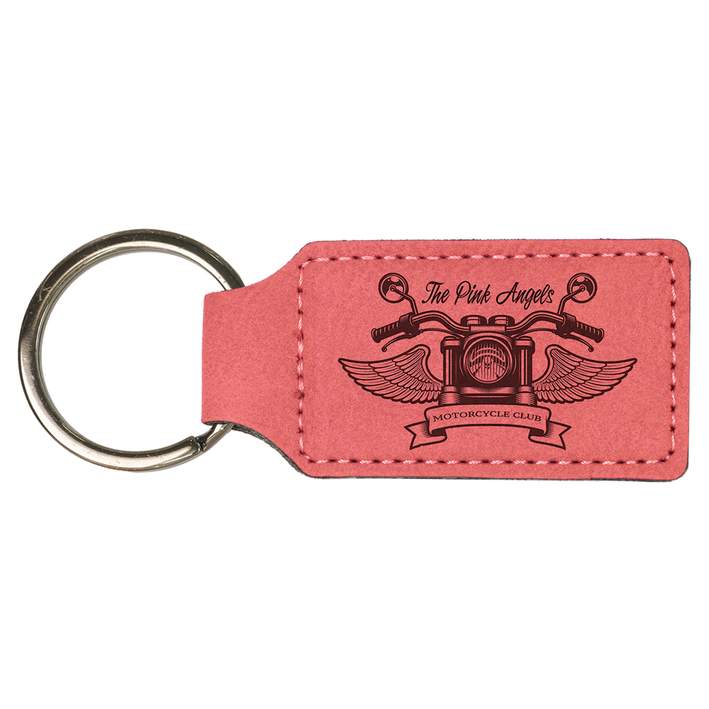Pink Leatherette Rectangle Keychain