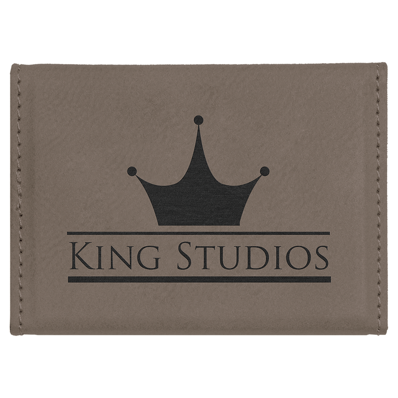 Gray Leatherette Hard Business Card Holder