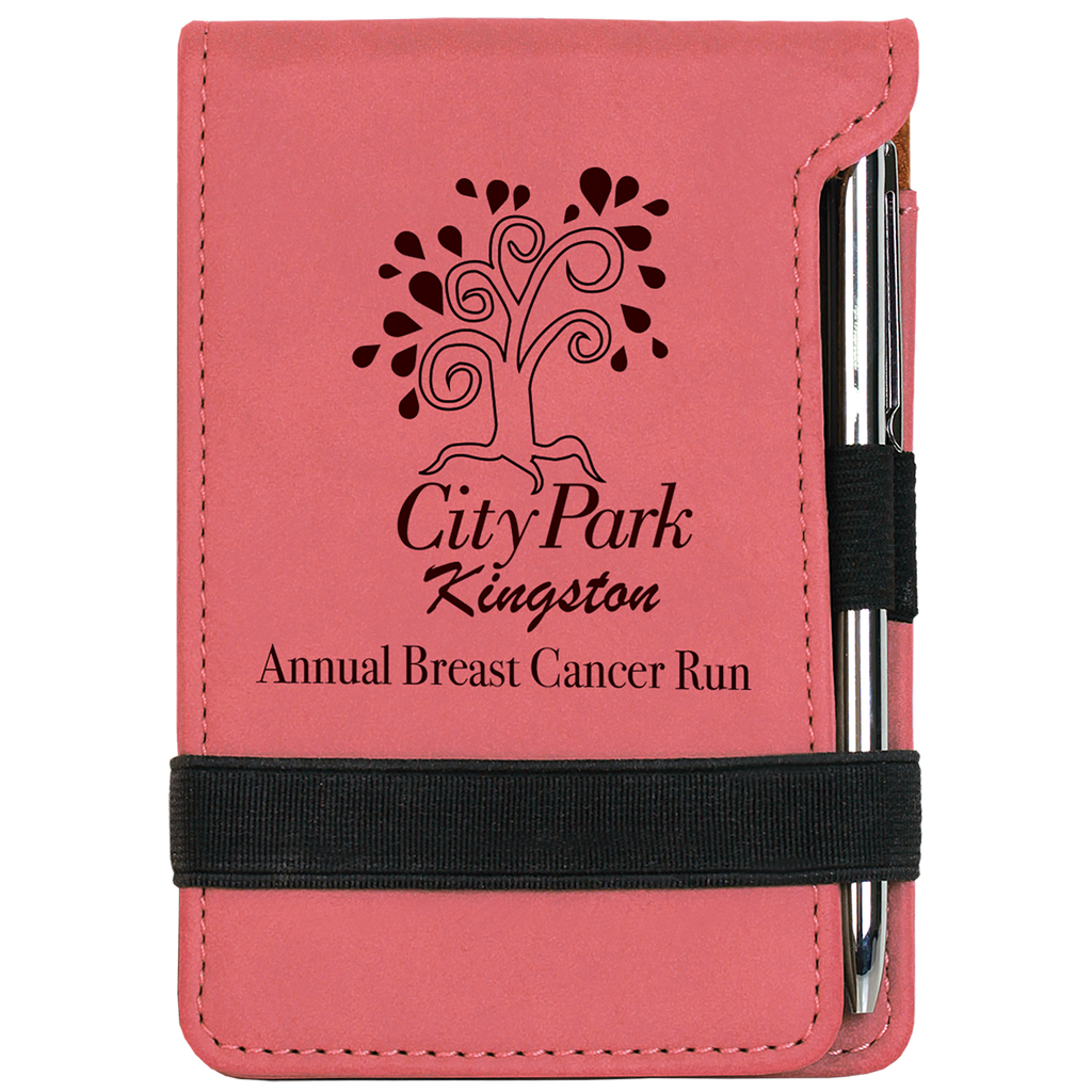 Pink Leatherette Mini Notepad with Pen & Paper