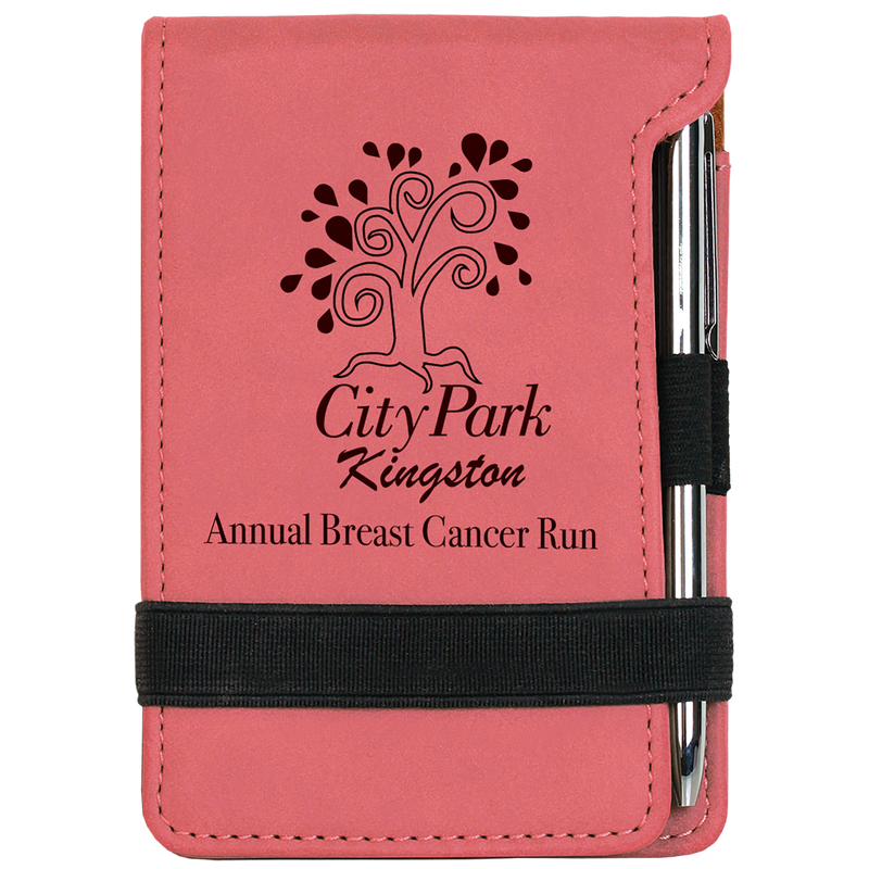 Pink Leatherette Mini Notepad with Pen & Paper