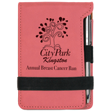 Pink Leatherette Mini Notepad with Pen & Paper