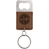 Dark Brown Leatherette Rectangle Bottle Opener Keychain