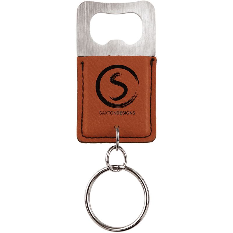 Rawhide Leatherette Rectangle Bottle Opener Keychain