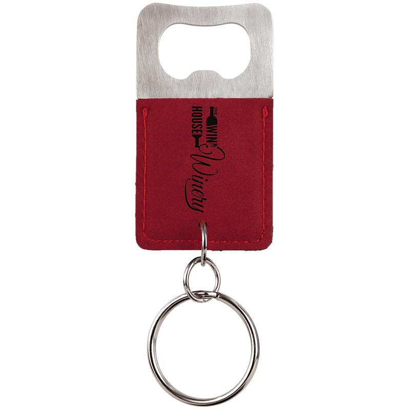 Rose Leatherette Rectangle Bottle Opener Keychain