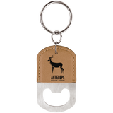 Light Brown Leatherette Oval Bottle Opener Keychain