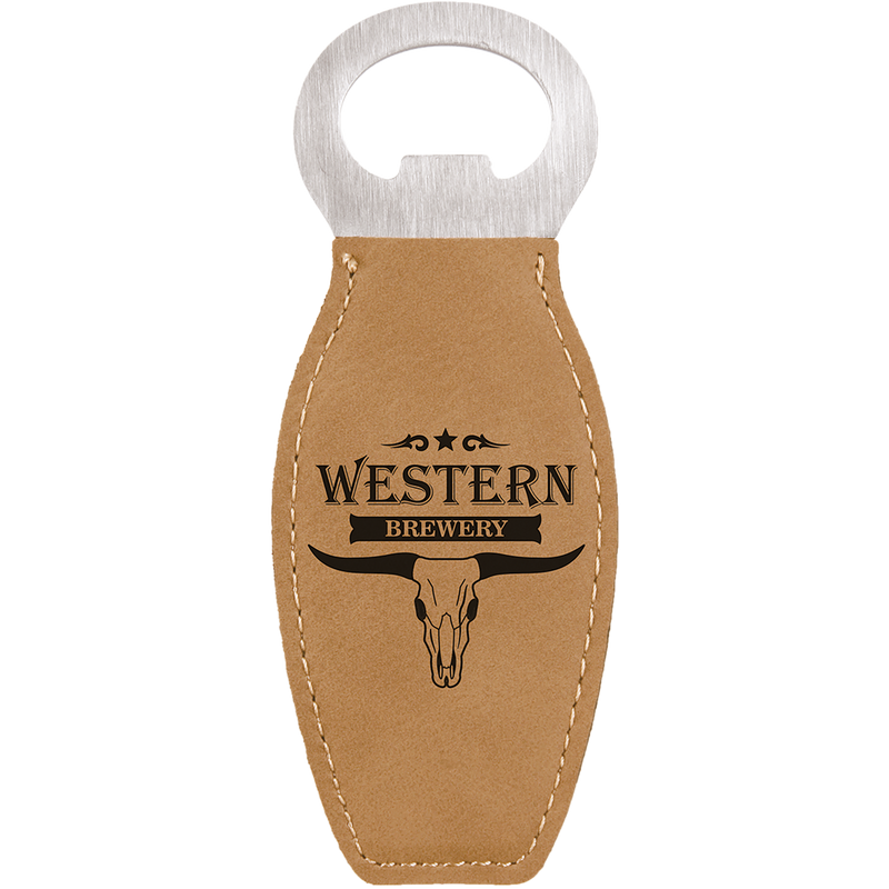 Light Brown Leatherette Rounded Bottle Opener