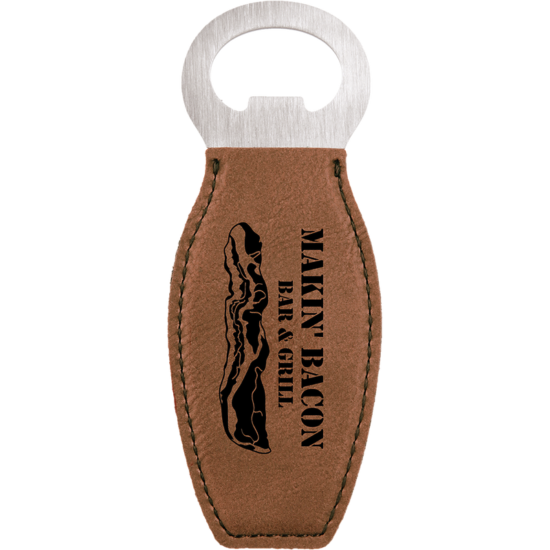 Dark Brown Leatherette Rounded Bottle Opener