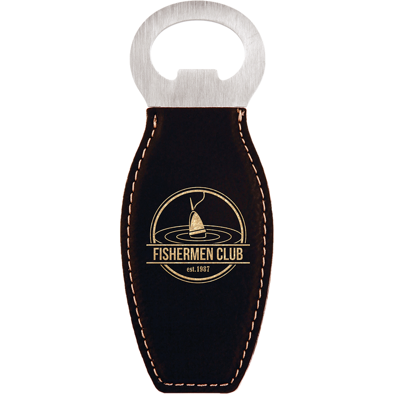 Black & Gold Leatherette Rounded Bottle Opener