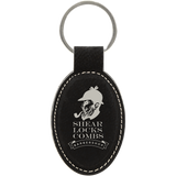 Black & Silver Leatherette Oval Keychain