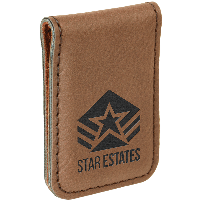 Dark Brown Leatherette Money Clip