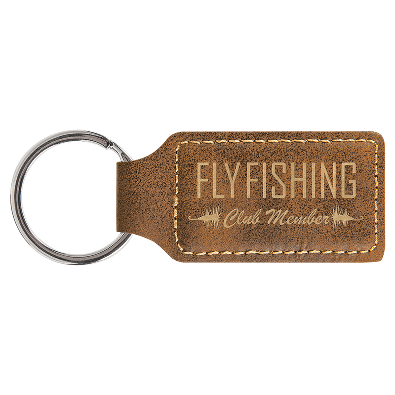 Rustic & Gold Leatherette Rectangle Keychain